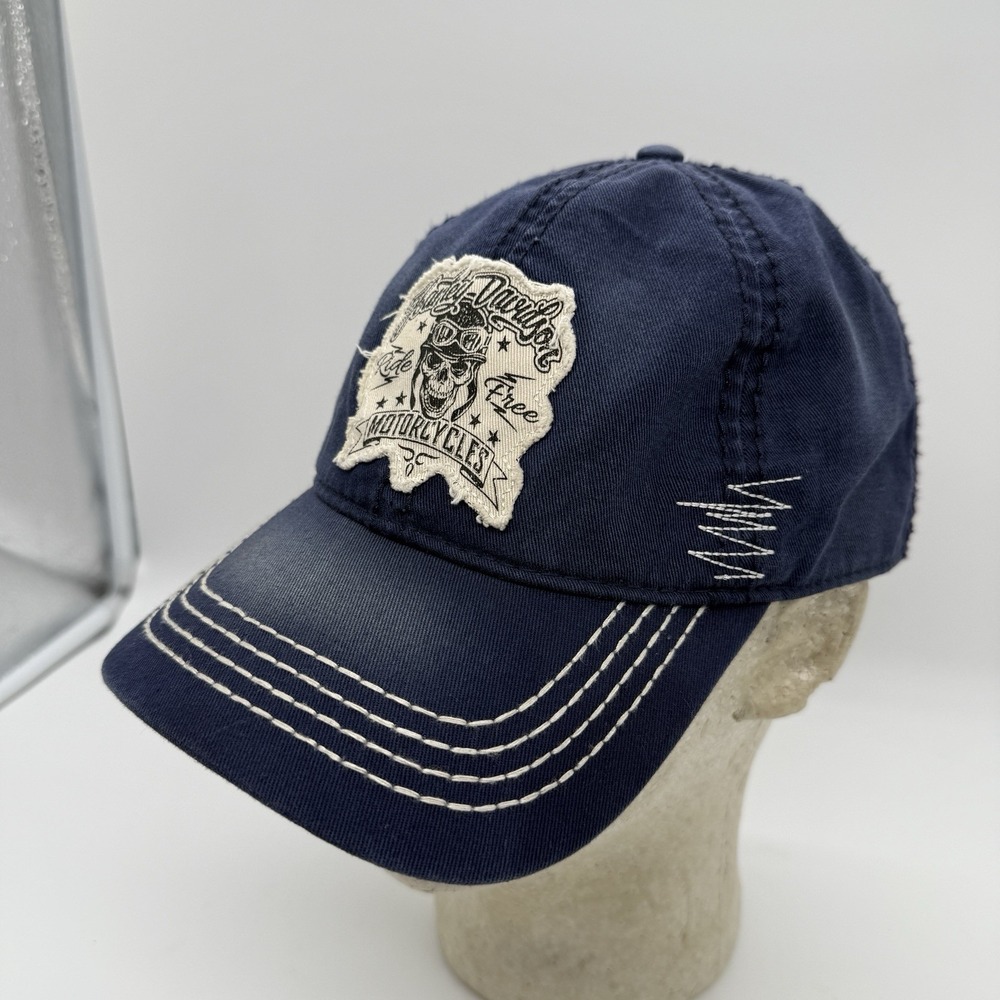 Harley-Davidson Ride Free Motorcycles Distressed Patch Hat Blue Cap
